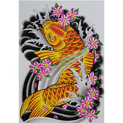 Color Ink Asian Koi Fish Design Water Transfer Temporary Tattoo(fake Tattoo) Stickers NO.11012